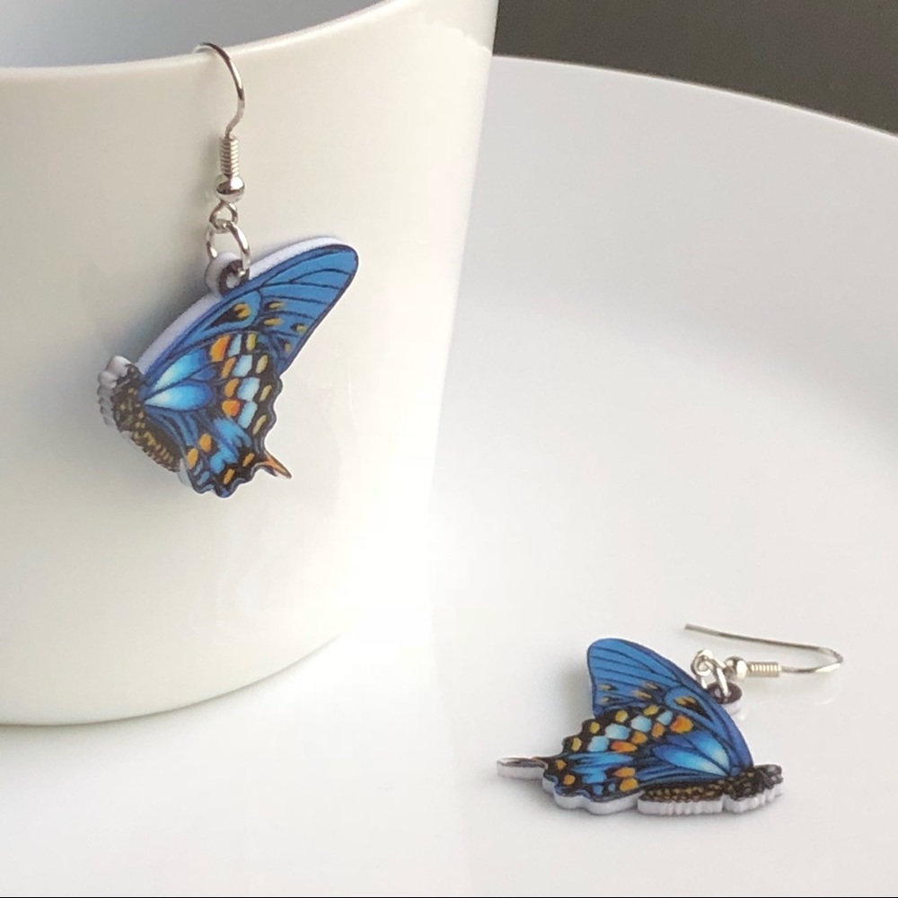 NEW Acrylic Blue Butterfly Earrings